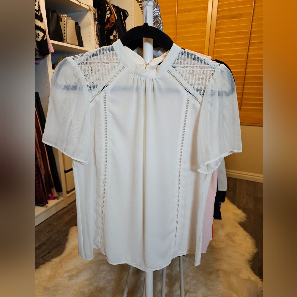 Express, off white, lace trimmed top.  Size S.